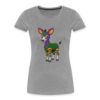 Okapi Funny Kawaii Cartoon Character Clipart - Women's Premium Organic T-Shirt - heather grey - Front - Mia (176cm)