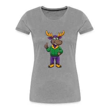 Elch Lustige Kawaii Cartoon Figur Clipart - Frauen Premium Bio T-Shirt - Grau meliert - Vorne - Mia (176cm)
