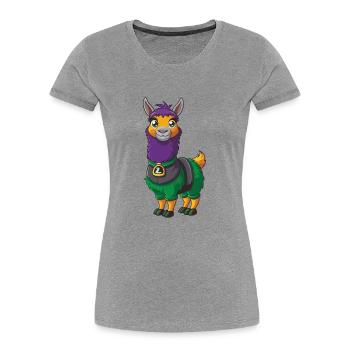 Llama Funny Kawaii Cartoon Character Clipart - Women's Premium Organic T-Shirt - heather grey - Front - Mia (176cm)