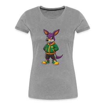 Kangaroo Funny Kawaii Cartoon Character Clipart - Women's Premium Organic T-Shirt - heather grey - Front - Mia (176cm)