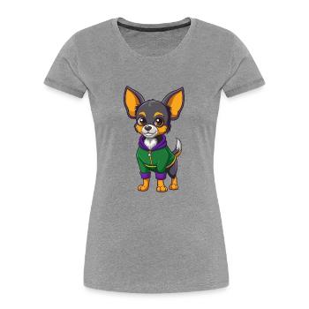 Chihuahua Dog Funny Kawaii Cartoon Character - Women's Premium Organic T-Shirt - heather grey - Front - Mia (176cm)