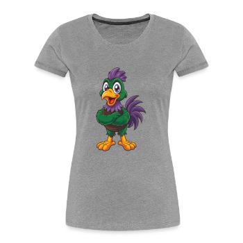 Huhn Lustige Kawaii Cartoon Figur Clipart - Frauen Premium Bio T-Shirt - Grau meliert - Vorne - Mia (176cm)