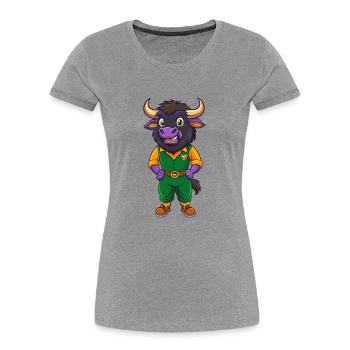 Buffalo Funny Kawaii Cartoon Character Clipart - Women's Premium Organic T-Shirt - heather grey - Front - Mia (176cm)