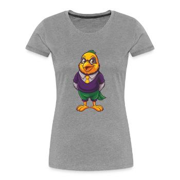 Canari oiseau drôle Kawaii dessin animé Personnage Clipart - T-shirt bio Premium Femme - gris chiné - Devant - Mia (176cm)