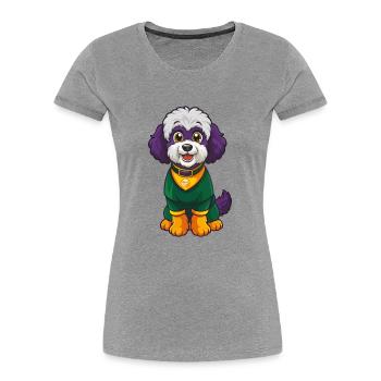 Bichon frisé chien drôle Kawaii personnage de dessin animé - T-shirt bio Premium Femme - gris chiné - Devant - Mia (176cm)