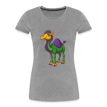 Camel Funny Kawaii Cartoon Character Clipart - Women's Premium Organic T-Shirt - heather grey - Front - Mia (176cm)