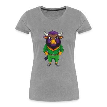 Bison Funny Kawaii Cartoon Character Clipart - Women's Premium Organic T-Shirt - heather grey - Front - Mia (176cm)