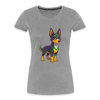 Australischer Kelpie Hund Lustige Kawaii Cartoon Clipart - Frauen Premium Bio T-Shirt - Grau meliert - Vorne - Mia (176cm)