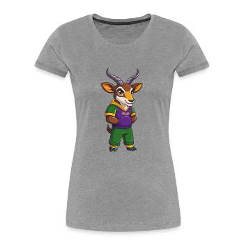 antilope drôle kawaii dessin animé personnage clipart - T-shirt bio Premium Femme - gris chiné - Devant - Mia (176cm)