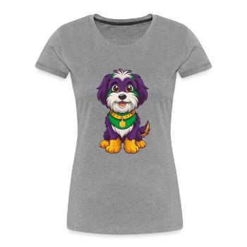 Havanese Dog Funny Kawaii Cartoon Character - Women's Premium Organic T-Shirt - heather grey - Front - Mia (176cm)