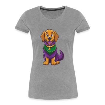 Golden Retriever Dog Kawaii Cartoon Character - Women's Premium Organic T-Shirt - heather grey - Front - Mia (176cm)