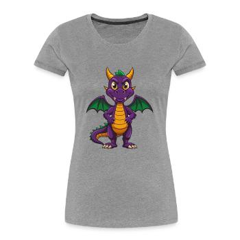 Dragon Funny Kawaii Cartoon Character Clipart - Women's Premium Organic T-Shirt - heather grey - Front - Mia (176cm)