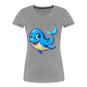 Blauwal Niedliche Cartoon Figur Kawaii Clipart - Frauen Premium Bio T-Shirt - Grau meliert - Vorne - Mia (176cm)