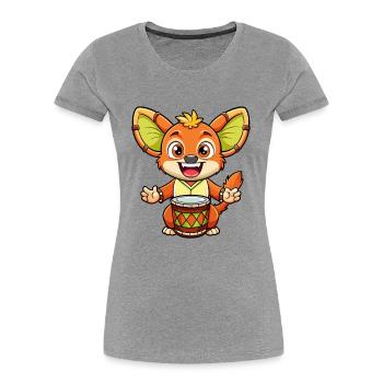 Bongo Niedliche Zeichentrickfigur Kawaii Clipart - Frauen Premium Bio T-Shirt - Grau meliert - Vorne - Mia (176cm)