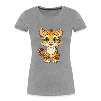 Ocelot Cute Cartoon Character Kawaii Clipart - Women's Premium Organic T-Shirt - heather grey - Front - Mia (176cm)