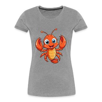 homard mignon personnage de dessin animé kawaii clipart - T-shirt bio Premium Femme - gris chiné - Devant - Mia (176cm)
