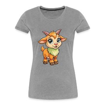 Chèvre Mignon Dessin Animé Personnage Kawaii Clipart - T-shirt bio Premium Femme - gris chiné - Devant - Mia (176cm)