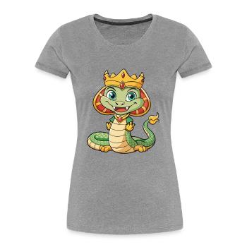 Roi Cobra Mignon Personnage De Dessin Animé Kawaii Clipart - T-shirt bio Premium Femme - gris chiné - Devant - Mia (176cm)