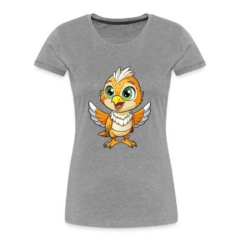 Kestrel Cute Cartoon Character Kawaii Clipart - Women's Premium Organic T-Shirt - heather grey - Front - Mia (176cm)