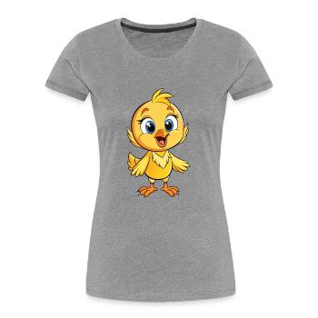 Chardonneret mignon personnage de dessin animé Kawaii Clipart - T-shirt bio Premium Femme - gris chiné - Devant - Mia (176cm)