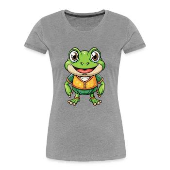 Frog Cute Cartoon Character Kawaii Clipart - Women's Premium Organic T-Shirt - heather grey - Front - Mia (176cm)