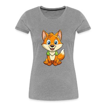Fuchs Niedliche Zeichentrickfigur Kawaii Clipart - Frauen Premium Bio T-Shirt - Grau meliert - Vorne - Mia (176cm)
