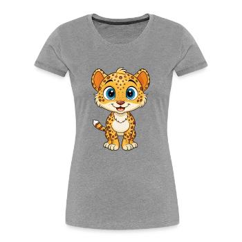guépard mignon personnage de dessin animé Kawaii Clipart - T-shirt bio Premium Femme - gris chiné - Devant - Mia (176cm)