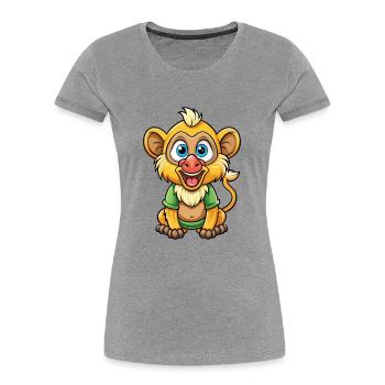 Baboon Cute Cartoon Character Kawaii Clipart - Women's Premium Organic T-Shirt - heather grey - Front - Mia (176cm)