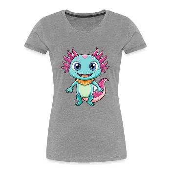 axolotl mignon personnage de dessin animé Kawaii Clipart - T-shirt bio Premium Femme - gris chiné - Devant - Mia (176cm)