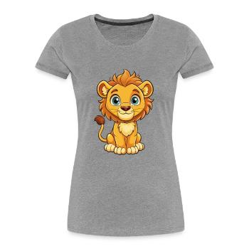 Asiatischer Löwe Cartoon Figur Kawaii Clipart - Frauen Premium Bio T-Shirt - Grau meliert - Vorne - Mia (176cm)