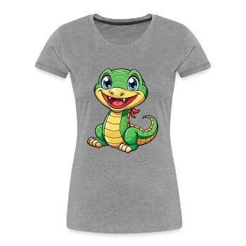 Anaconda Mignon Personnage De Dessin Animé Kawaii Clipart - T-shirt bio Premium Femme - gris chiné - Devant - Mia (176cm)