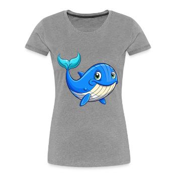 Blauwal Niedliche Cartoon Figur Kawaii Clipart - Frauen Premium Bio T-Shirt - Grau meliert - Vorne - Mia (176cm)