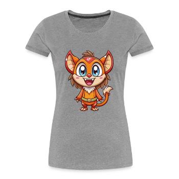 Aye Aye Niedliche Zeichentrickfigur Kawaii Clipart - Frauen Premium Bio T-Shirt - Grau meliert - Vorne - Mia (176cm)
