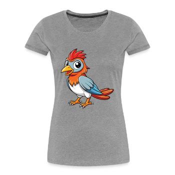 Coucou Mignon Personnage De Dessin Animé Kawaii Clipart - T-shirt bio Premium Femme - gris chiné - Devant - Mia (176cm)