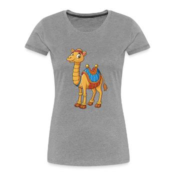 Camel Cute Cartoon Character Kawaii Clipart - Women's Premium Organic T-Shirt - heather grey - Front - Mia (176cm)