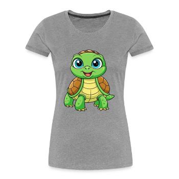 tortue mignon personnage de dessin animé Kawaii Clipart - T-shirt bio Premium Femme - gris chiné - Devant - Mia (176cm)