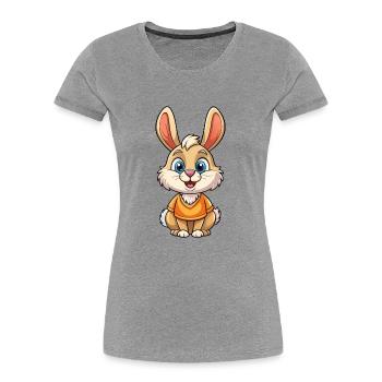 Lapin Mignon Personnage De Dessin Animé Kawaii Clipart - T-shirt bio Premium Femme - gris chiné - Devant - Mia (176cm)
