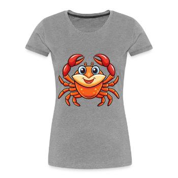 Crab Cute Cartoon Character Kawaii Clipart - Women's Premium Organic T-Shirt - heather grey - Front - Mia (176cm)