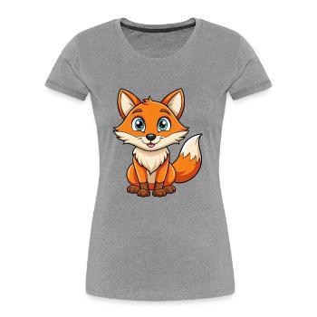Fuchs Niedliche Zeichentrickfigur Kawaii Clipart - Frauen Premium Bio T-Shirt - Grau meliert - Vorne - Mia (176cm)