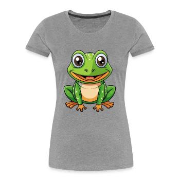 Frog Cute Cartoon Character Kawaii Clipart - Women's Premium Organic T-Shirt - heather grey - Front - Mia (176cm)