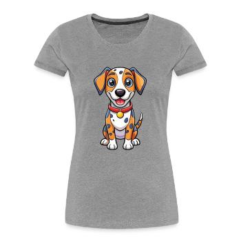 Dogue Allemand Chien Dessin Animé Personnage Kawaii Clipart - T-shirt bio Premium Femme - gris chiné - Devant - Mia (176cm)
