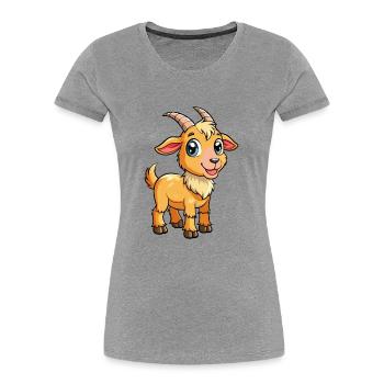 Chèvre Mignon Dessin Animé Personnage Kawaii Clipart - T-shirt bio Premium Femme - gris chiné - Devant - Mia (176cm)
