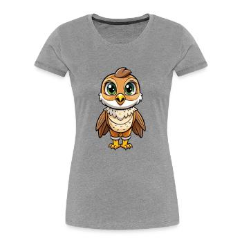 Falcon Cute Cartoon Character Kawaii Clipart - Women's Premium Organic T-Shirt - heather grey - Front - Mia (176cm)
