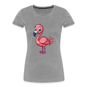 Flamingo Cute Cartoon Character Kawaii Clipart - Women's Premium Organic T-Shirt - heather grey - Front - Mia (176cm)