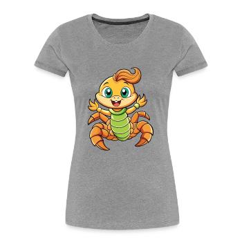 Skorpion Niedliche Zeichentrickfigur Kawaii Clipart - Frauen Premium Bio T-Shirt - Grau meliert - Vorne - Mia (176cm)