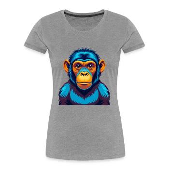 Bonobo Colorful Kawaii Cartoon Character Clipart - Women's Premium Organic T-Shirt - heather grey - Front - Mia (176cm)