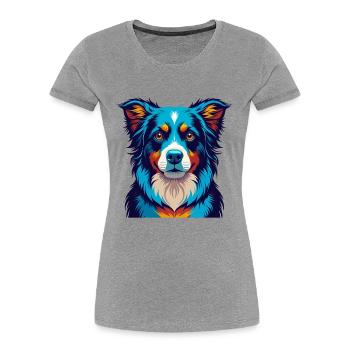 Australian Shepherd Dog Colorful Kawaii Cartoon - Women's Premium Organic T-Shirt - heather grey - Front - Mia (176cm)