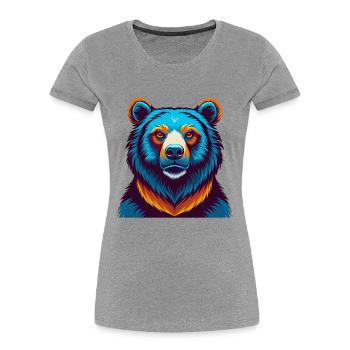Bear Colorful Kawaii Cartoon Character Clipart - Women's Premium Organic T-Shirt - heather grey - Front - Mia (176cm)