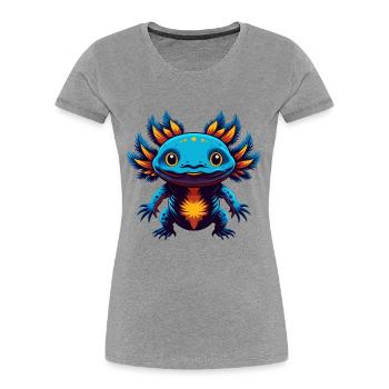 axolotl coloré Kawaii Dessin animé Personnage Clipart - T-shirt bio Premium Femme - gris chiné - Devant - Mia (176cm)