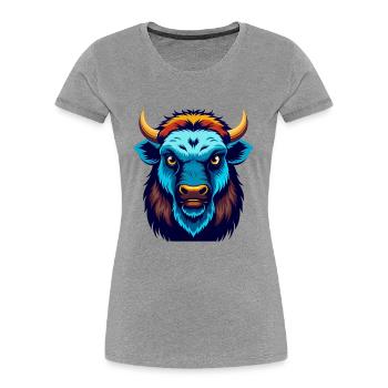 Bison Colorful Kawaii Cartoon Character Clipart - Women's Premium Organic T-Shirt - heather grey - Front - Mia (176cm)